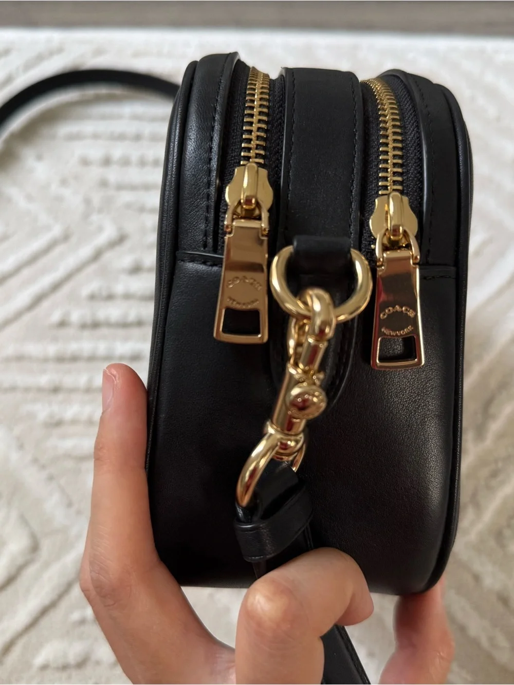 COACH Black Quilted Crossbody Bag with Gold Hardware